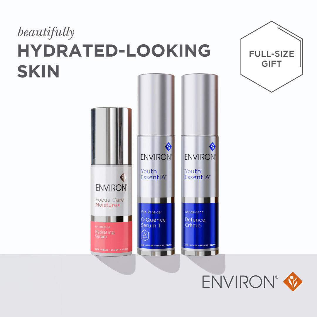 COMPLIMENTARY Environ Hydrating Serum when you purchase Youth EssentiA C-Quence Serum & Defence Creme