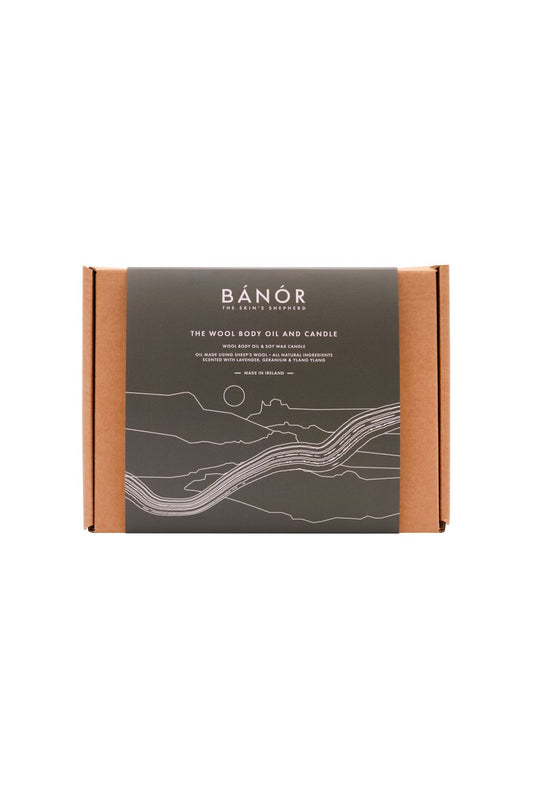Bánór Wool Body Oil with Candle Gift Set