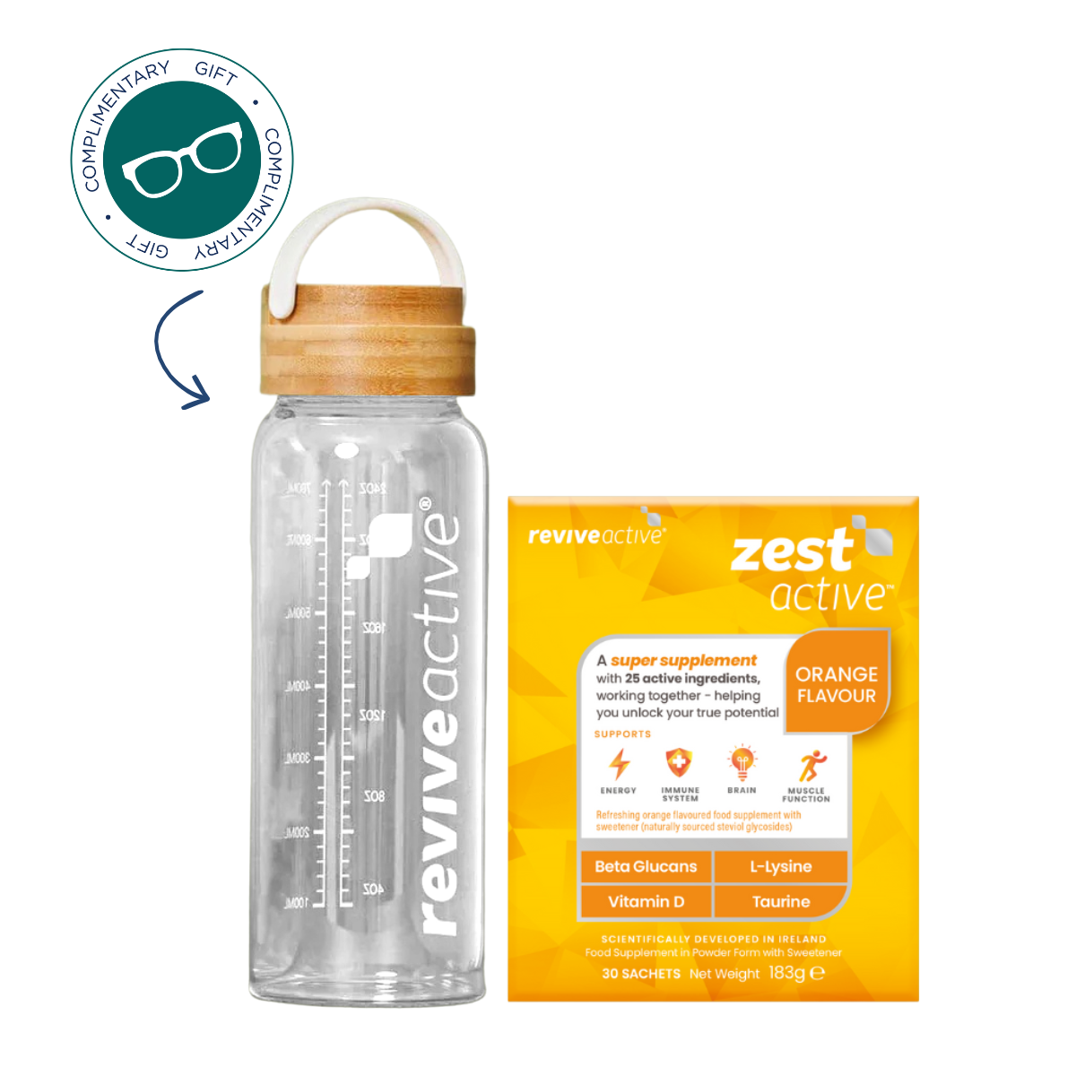 Revive Active Zest Active & FREE Premium Glass Bottle