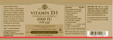 Load image into Gallery viewer, Solgar Vitamin D3 (Cholecalciferol) 4000 IU (100 µg) Vegetable Capsules 12543640
