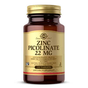 Solgar Zinc Picolinate Supplement 22mg (100 Tablets) 12556223